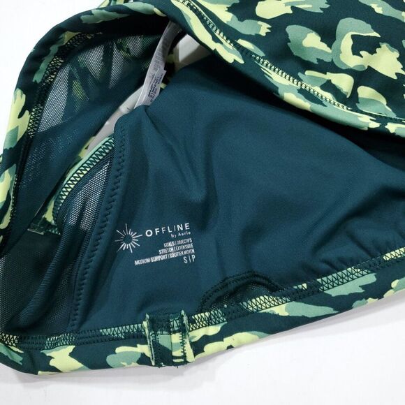 Offline Aerie Goals Plunge Sports Bra Deep Forest Green Animal Print Size Small - Picture 5 of 5